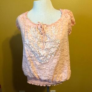 French Laundry Peach Burnout Shirt, M